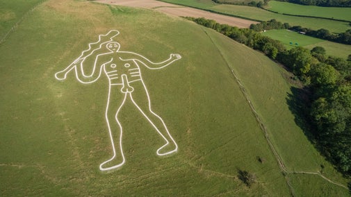 The Cerne Abbas chalk giant after being re-chalked September 2019